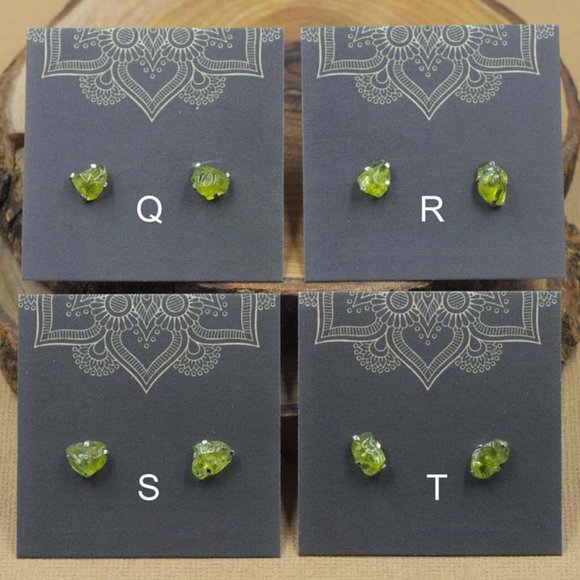 Peridot and Sterling Silver Crystal Stud Earrings - Choose the pair you want - Picture 6 of 6